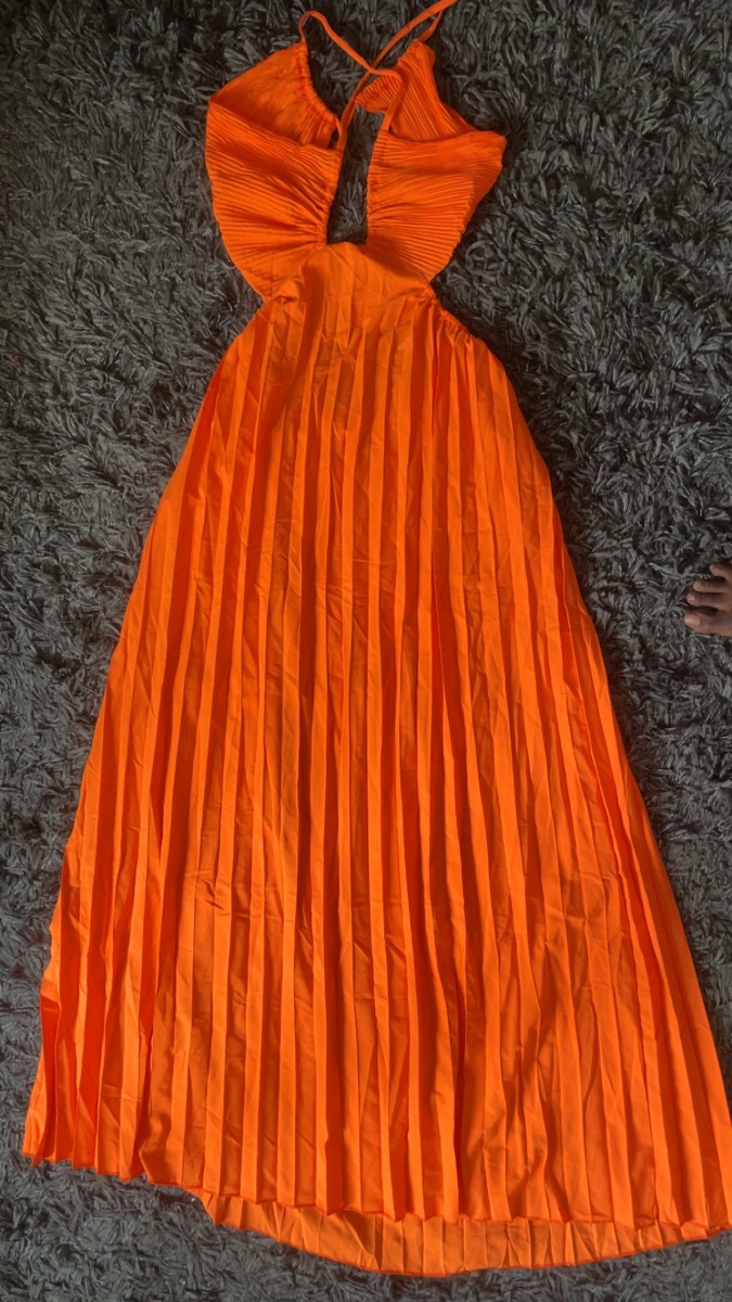Robe plissé orange - Image 1